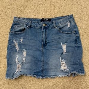 Ripped Blue Jean Skirt